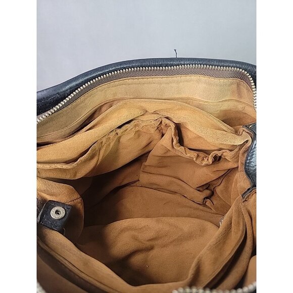 Patricia Nash Satchel Purse Tooled Studded Black Leather 13W x 10H Bottom Studs - Picture 15 of 16